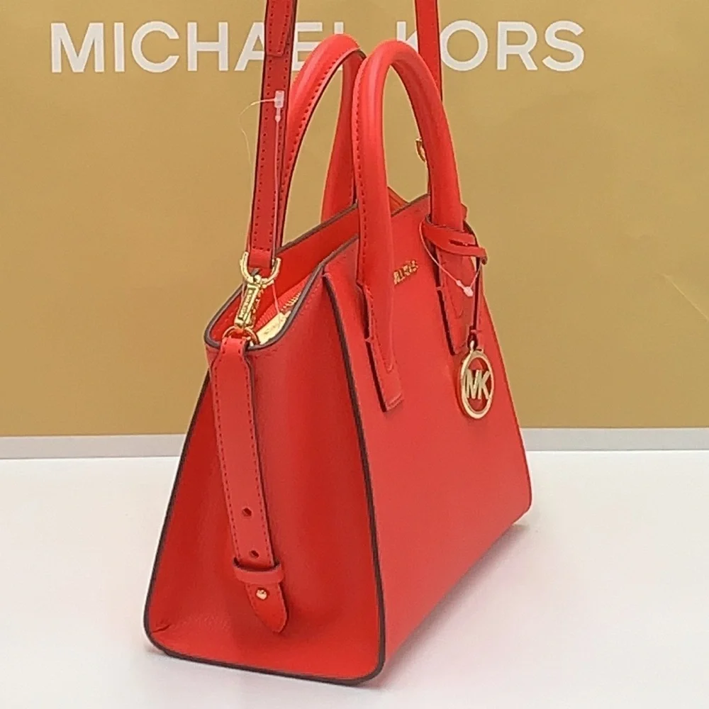 MICHAEL KORS AVRIL SMALL TOP ZIP SATCHEL CORAL RIFF COLOR